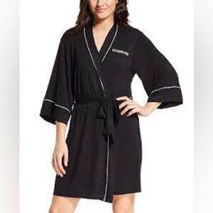 🖤 Get your SEXY ON in BeBe Ladies short Logo  Bling Robe 3/4 sleeves Plus SZ 2XL